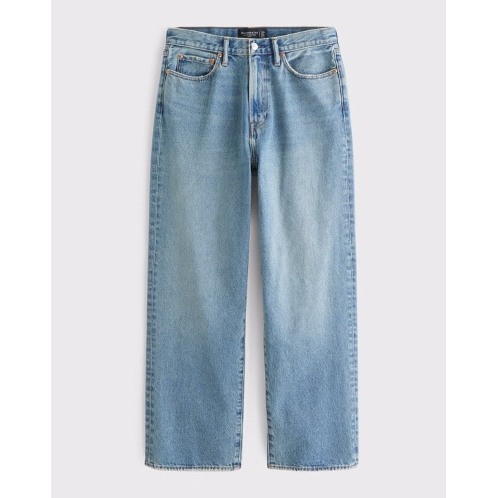Abercrombie & Fitch Rigid Denim Baggy Mens 40 Medium Wash Relaxed fit Streetwear